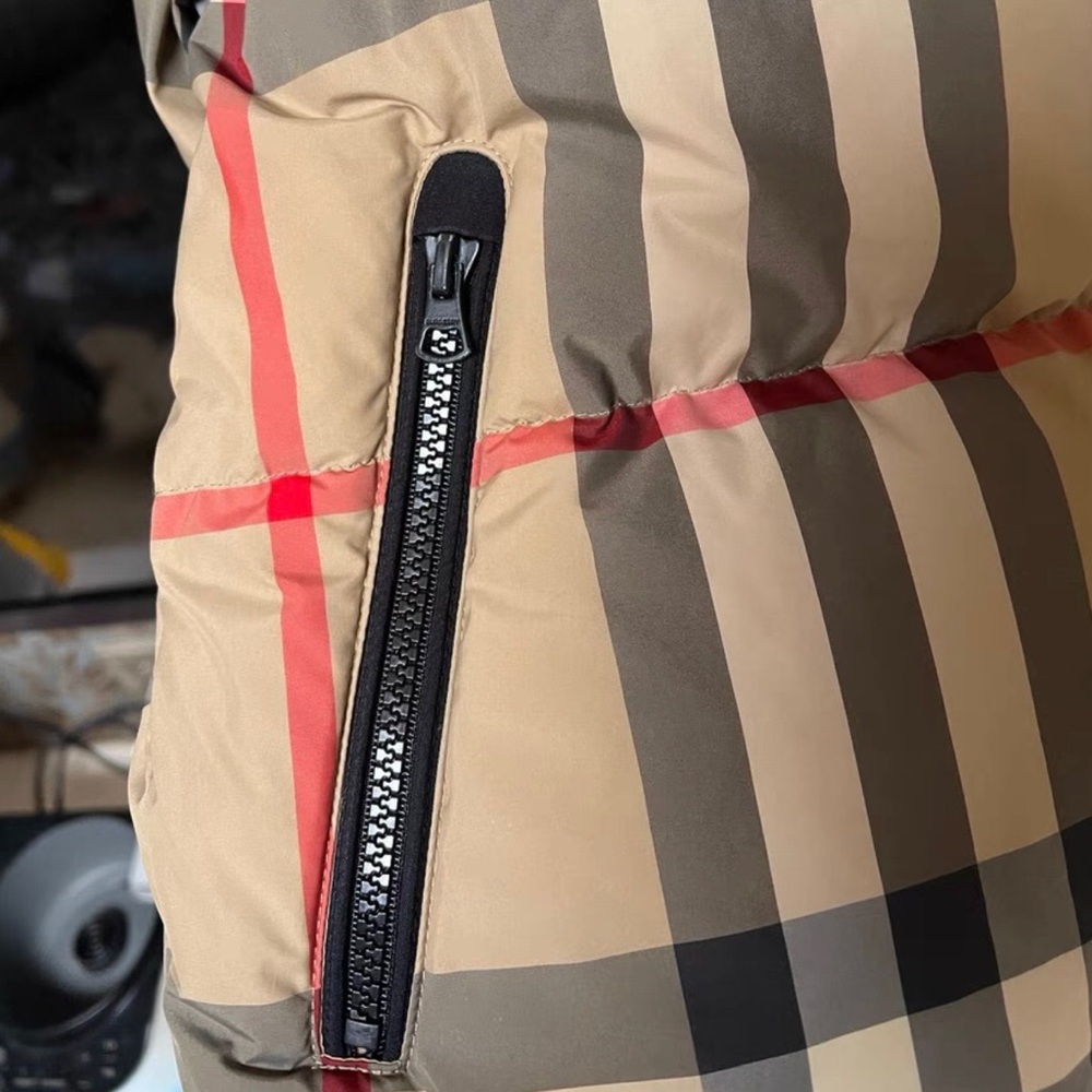 Burberry Beige Check Puffer Jacket - Picture 4 of 8